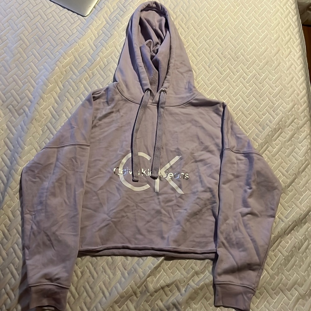 Light purple Calvin Klein cut off hoodie